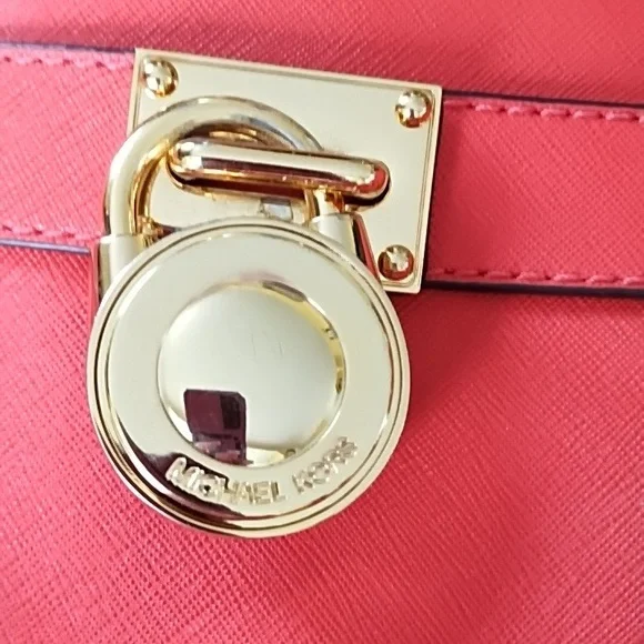 Michael Kors Red Large Hamilton Lock Tote Hobo Bag - Picture 8 of 14